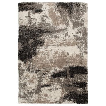 Central Oriental Tulsa Brunsville 7"10" x 9"10" White Sand and Armor Grey Area Rug, , large