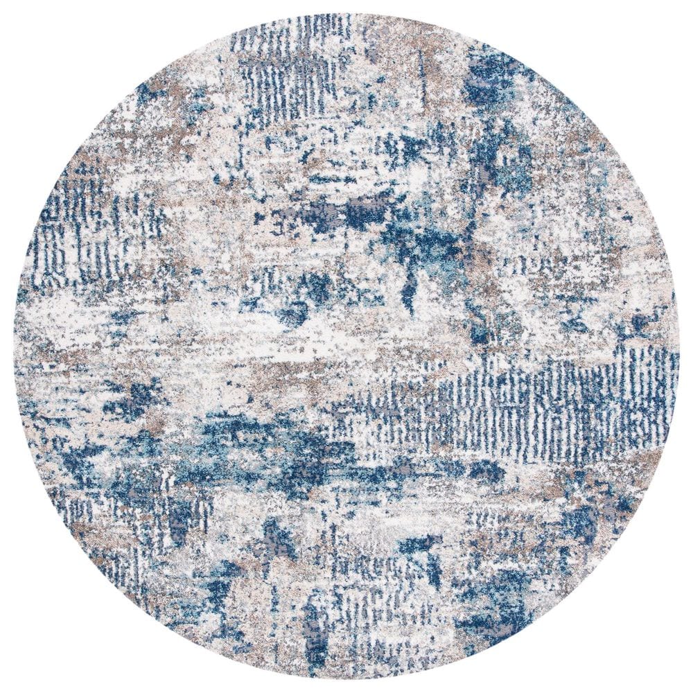 Safavieh Aston ASN712F 6"7" Round Grey and Navy Area Rug, , large