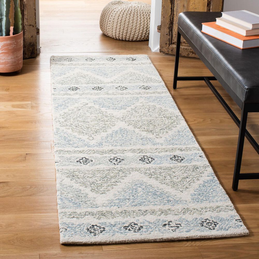 Safavieh Micro-Loop 2&#39;3&quot; x 7&#39; Ivory and Grey Runner, , large