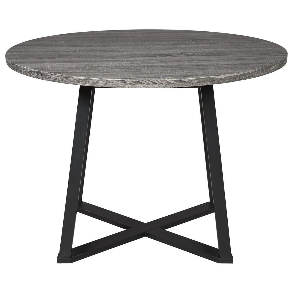 Signature Design by Ashley Centiar Round Dining Table in Black and Dark Charcoal, , large