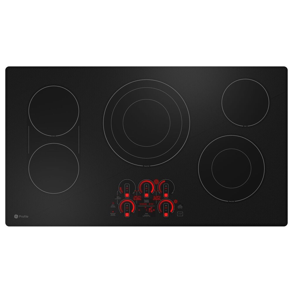 GE Profile 2-Piece Kitchen Package with Stainless Steel 30&quot; Built-In Combination Convection Wall Oven and 36&quot; Electric Cooktop in Black, , large
