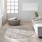 Nourison Rush 8" Round Ivory and Grey Area Rug, , large