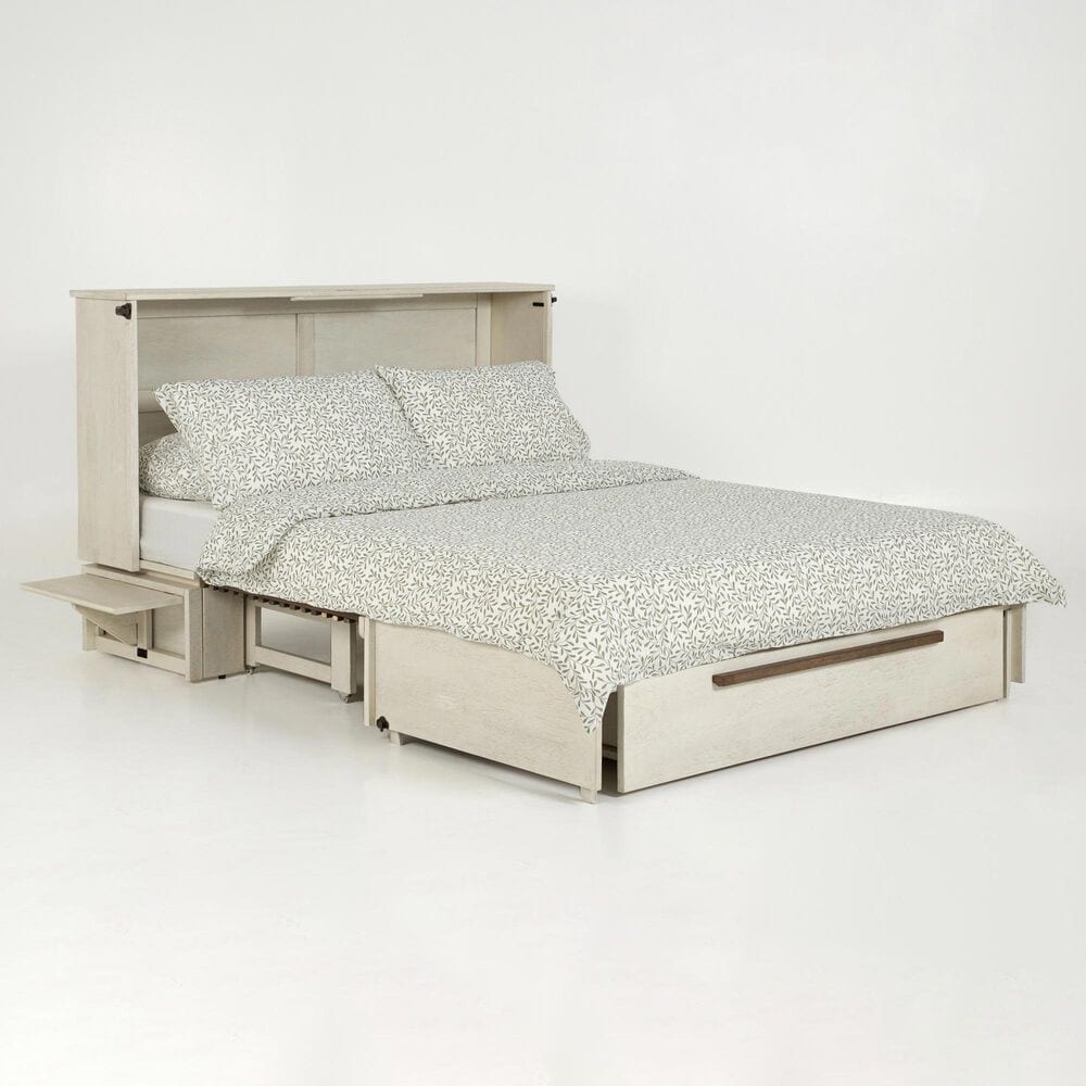 New Day Furniture Louvre Queen Murphy Cabinet Bed with Mattress in Provence and Normandy, , large