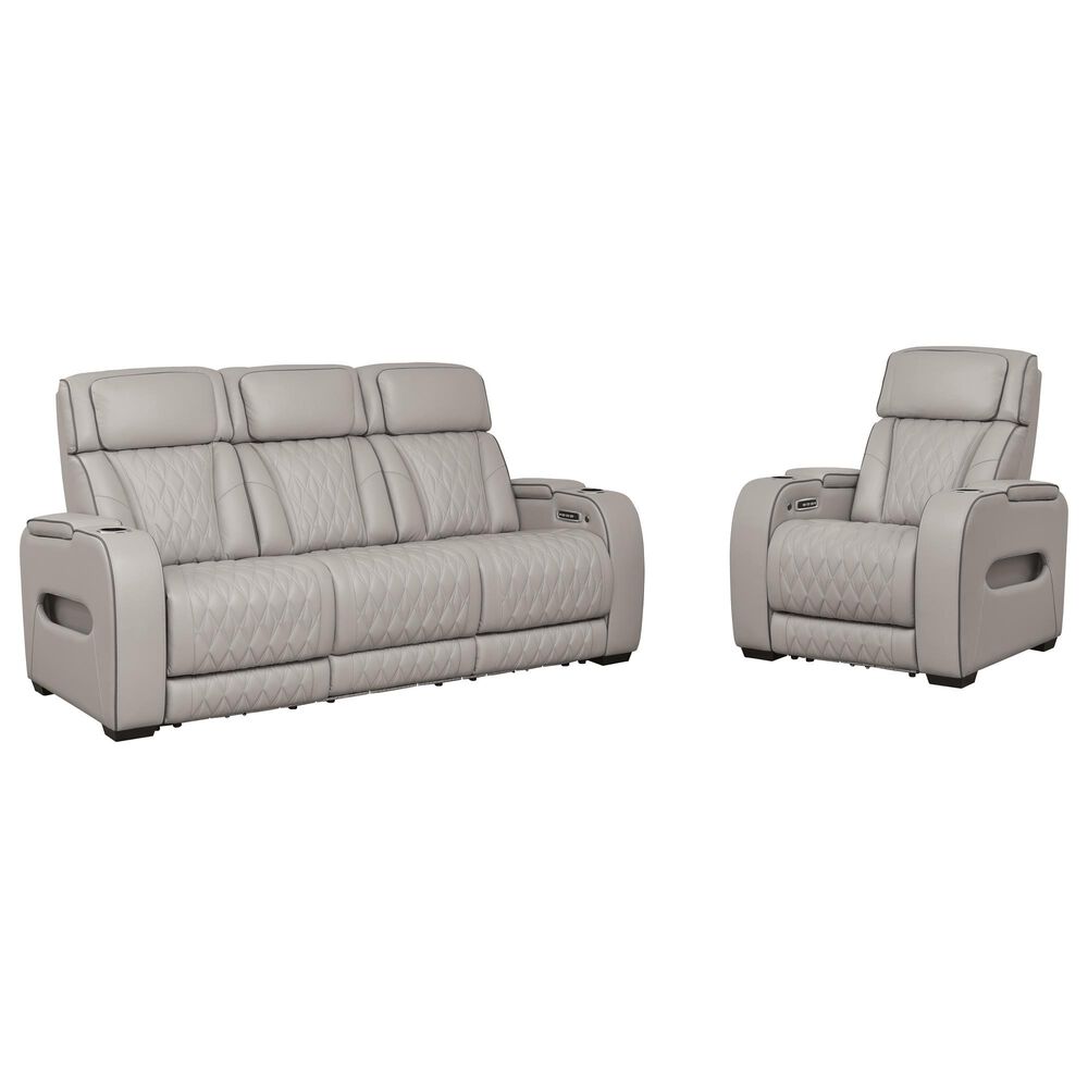 Ashley Boyington 2-Piece Leather Power Reclining Living Room Set in Gray, , large