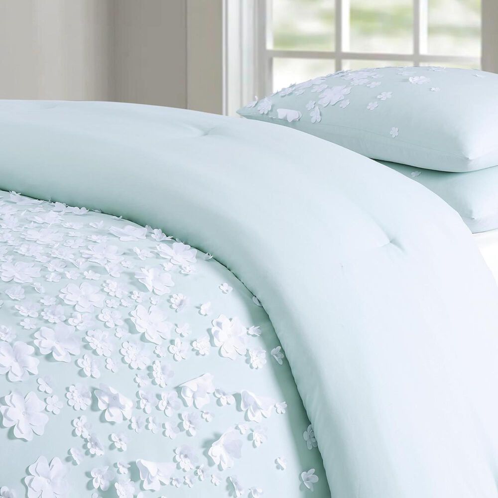 Pem America Christian Siriano Confetti Flowers 3-Piece Full/Queen Comforter Set in Mint, , large