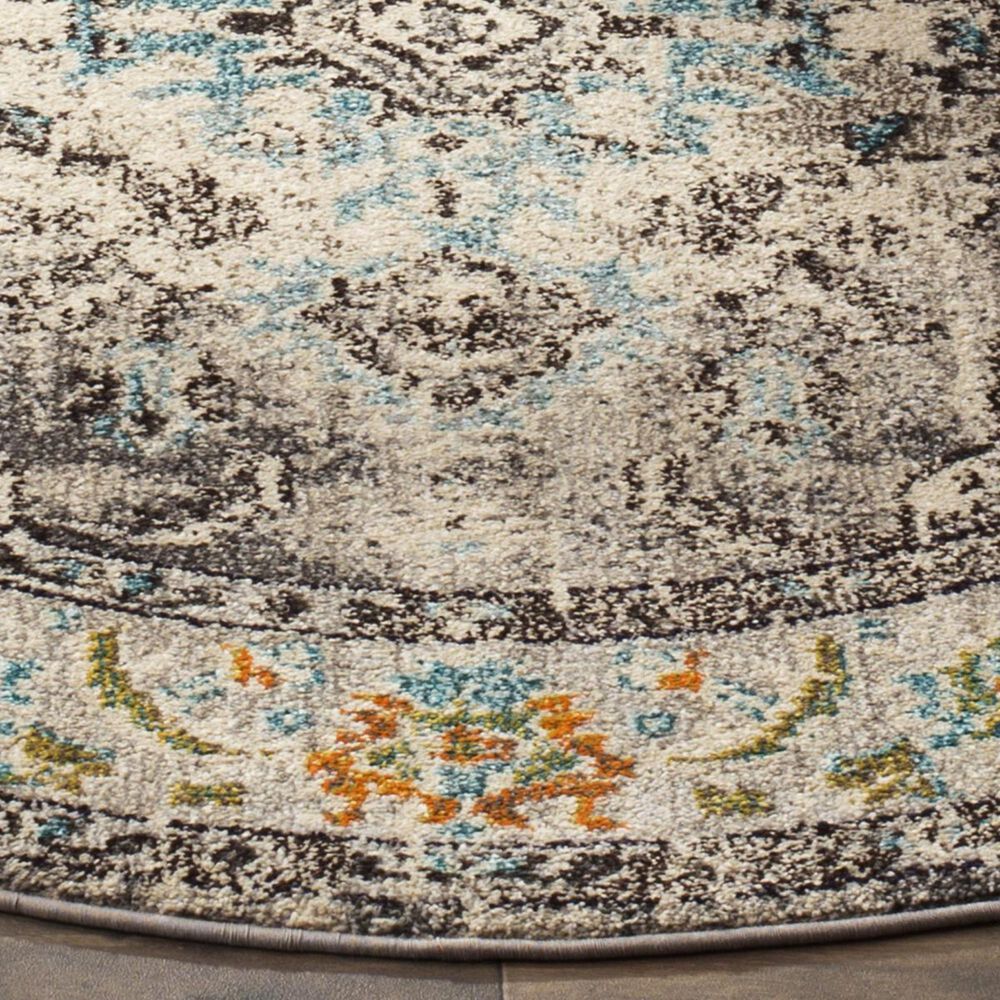 Safavieh Monaco MNC243G-3R 3&#39; x 3&#39;  Grey/Light Blue Round Rug, , large
