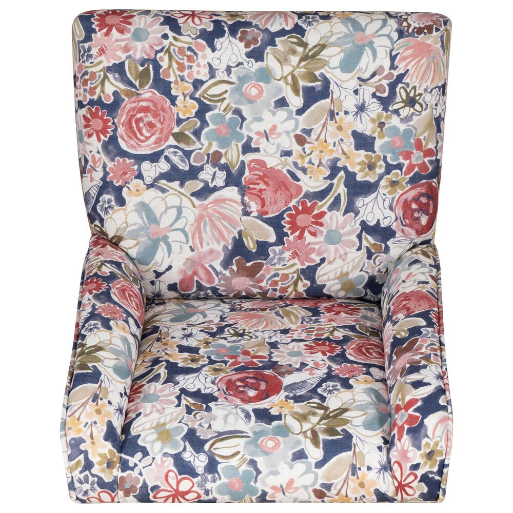 Linon Home Decor Draper Office Chair with Navy Floral Cushion in Silver, , large