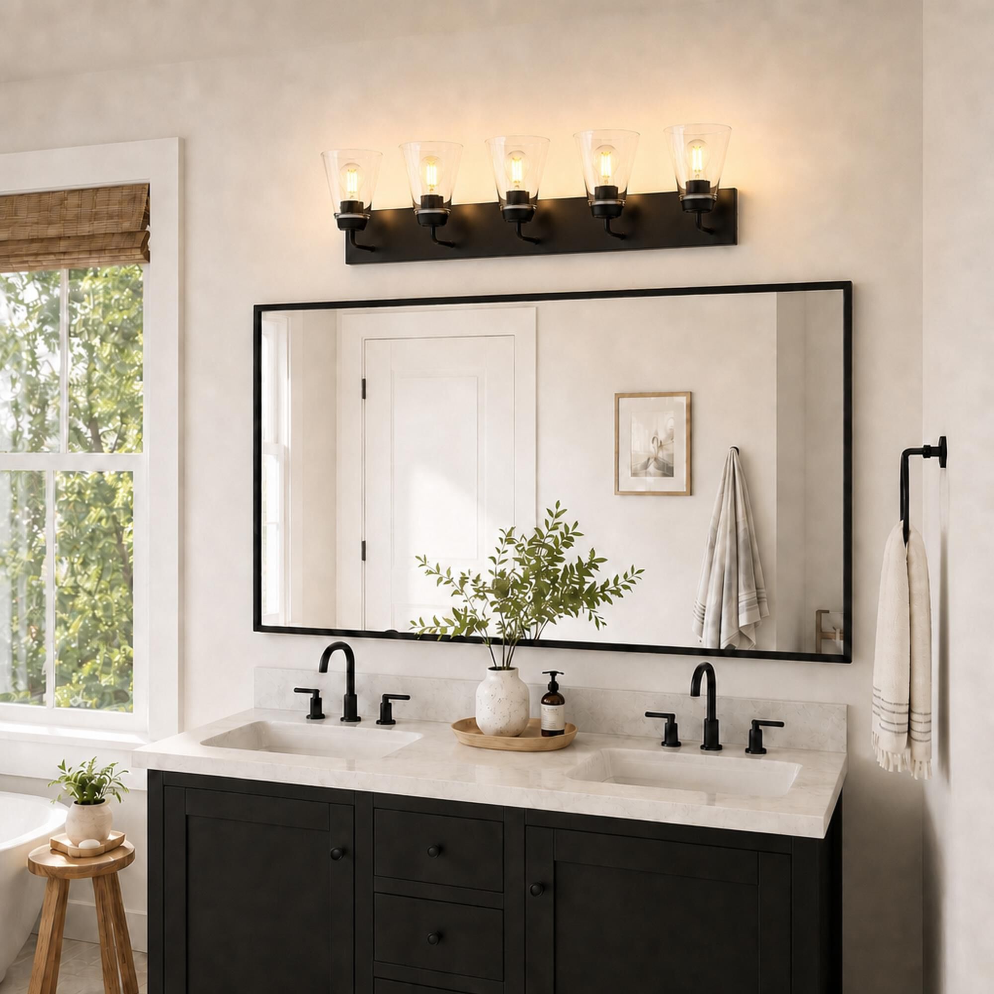 Vaxcel Lowell 5-Light Bathroom Vanity in Matte Black