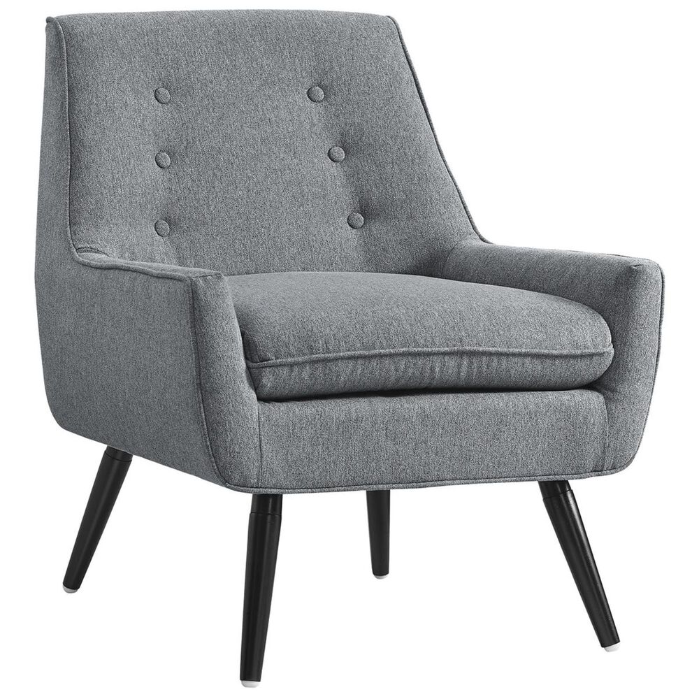 Linden Boulevard Trelis Accent Chair with Black Legs in Gray, , large