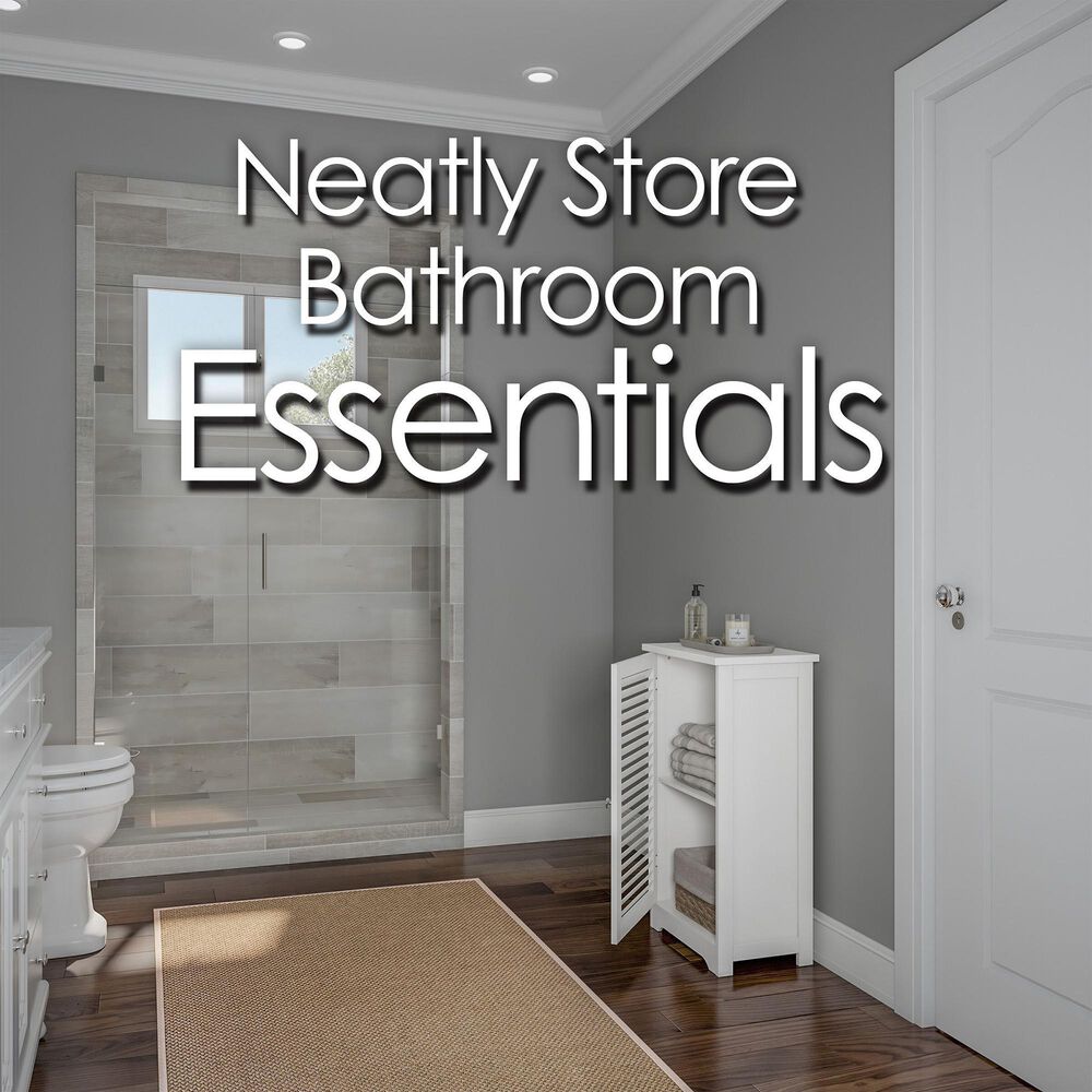 Timberlake Lavish Home Bathroom Storage Cabinet in White/Silver, , large