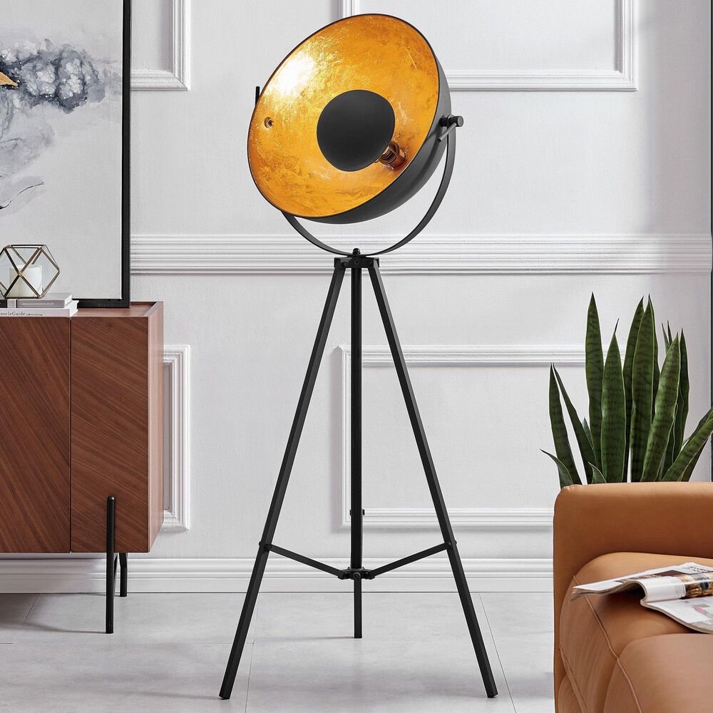 Lite Source Gothard Floor Lamp in Black and Aged Gold, , large