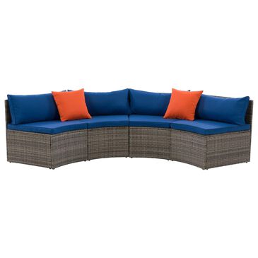 CorLiving Parksville Patio Sectional Bench Set in Blended Grey/Oxford Blue, , large