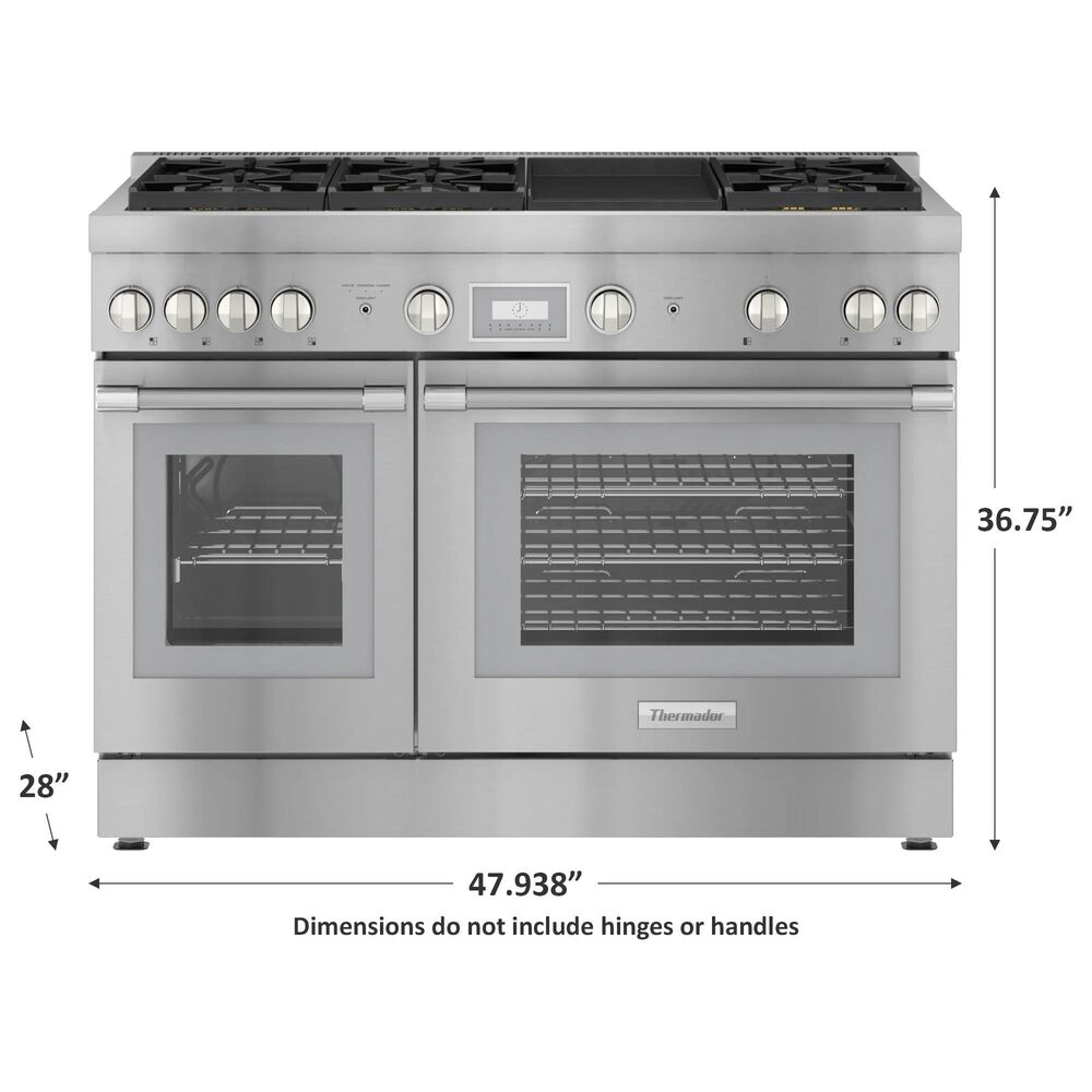 Thermador Professional Harmony 48&quot; Double Oven Dual Fuel Range with 6 Burners and Griddle in Stainless Steel, , large