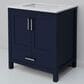 Lexora Home Jacques 30" Single Bathroom Vanity in Navy Blue with 2 cm White Quartz Top and Rectangular Sink, , large