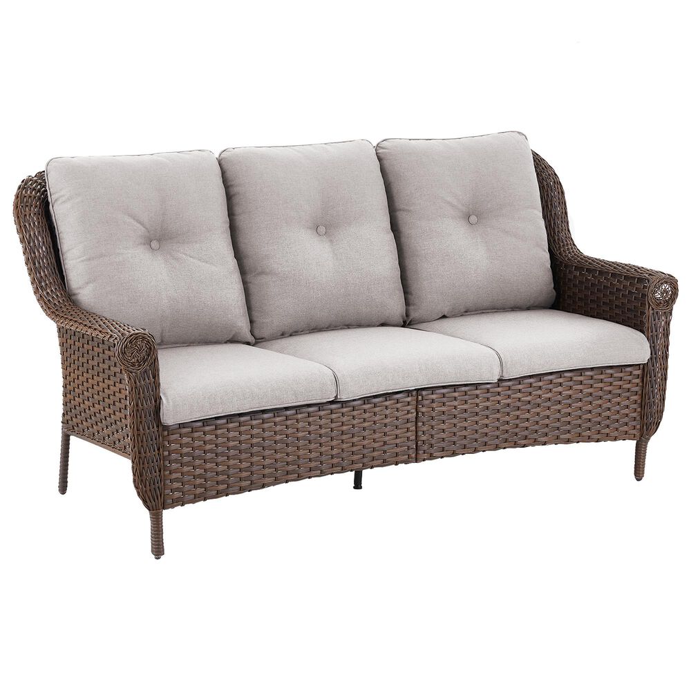 Sunwell Garden 3-Seater Patio Sofa with Floral Armrests in Beige, , large