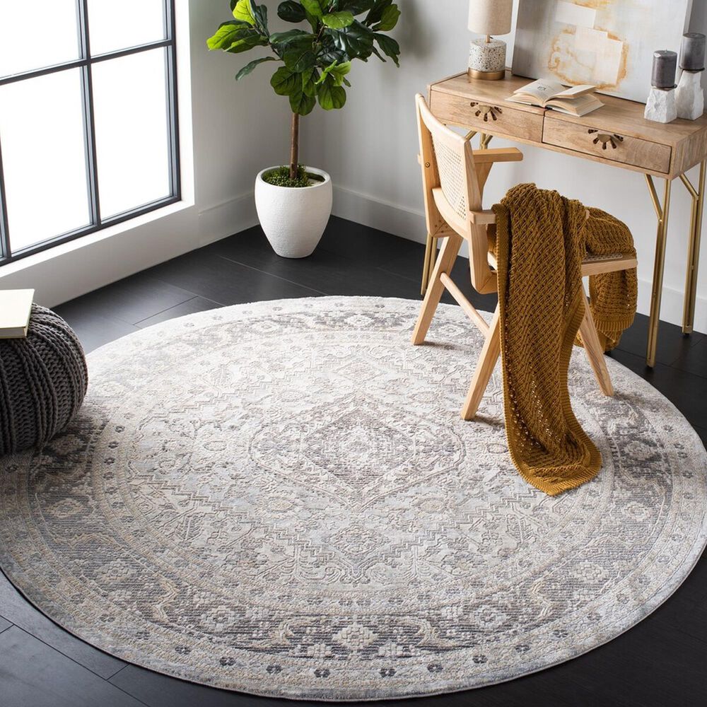 Safavieh Dream DRM411F 6&#39;7&quot; Round Grey and Ivory Area Rug, , large