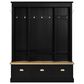 HOMLUX 9-Hook Hall Tree with 3-Cabinet in Black and Natural, , large