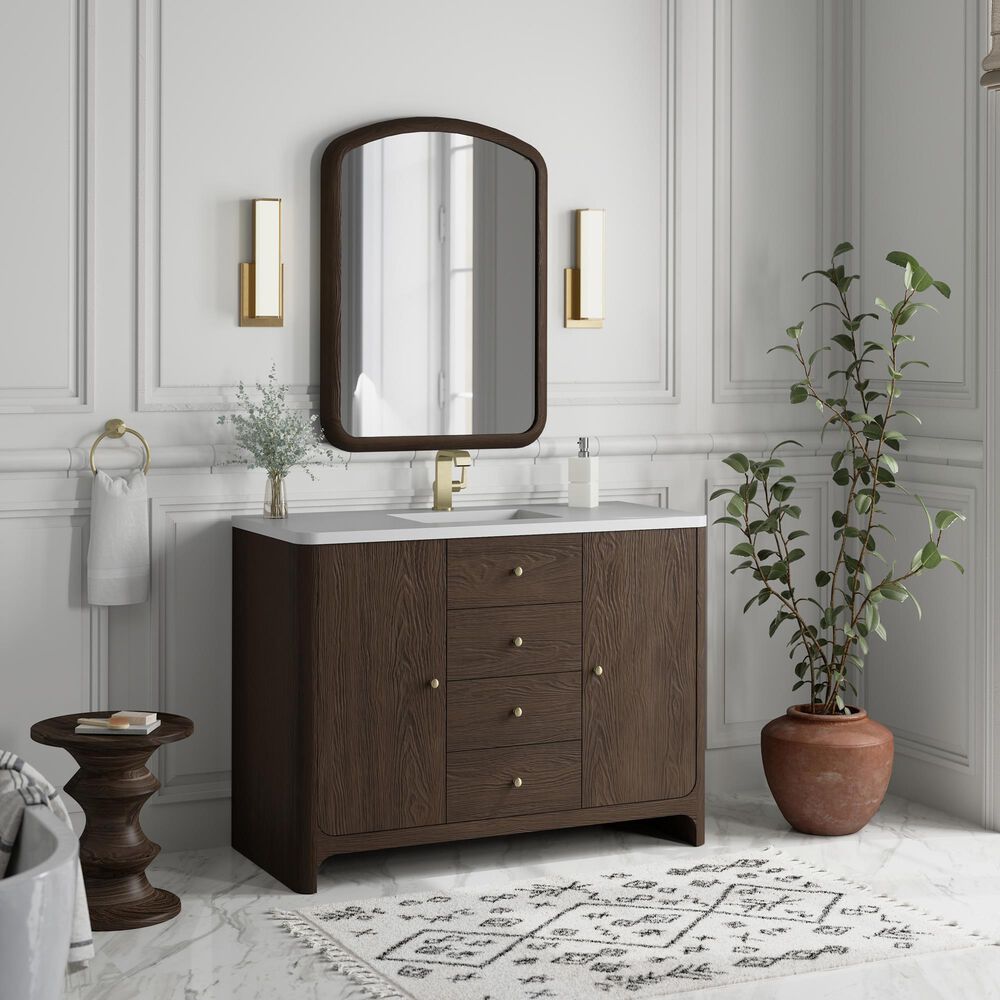 James Martin Vanities Gracyn 48&quot; Single Bathroom Vanity in Sable with 3 cm White Zeus Quartz Top and Rectangular Sink, , large
