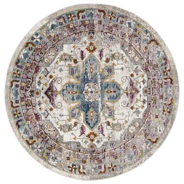 Safavieh Aria ARA160C 6"6" Round Cream and Multicolor Area Rug, , large
