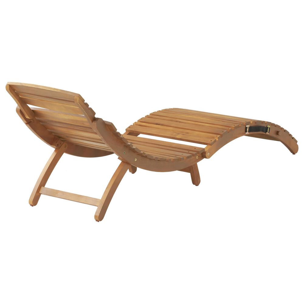 Hearth and Haven Lahaina Outdoor Wood Foldable Chaise Lounge in Brown, , large