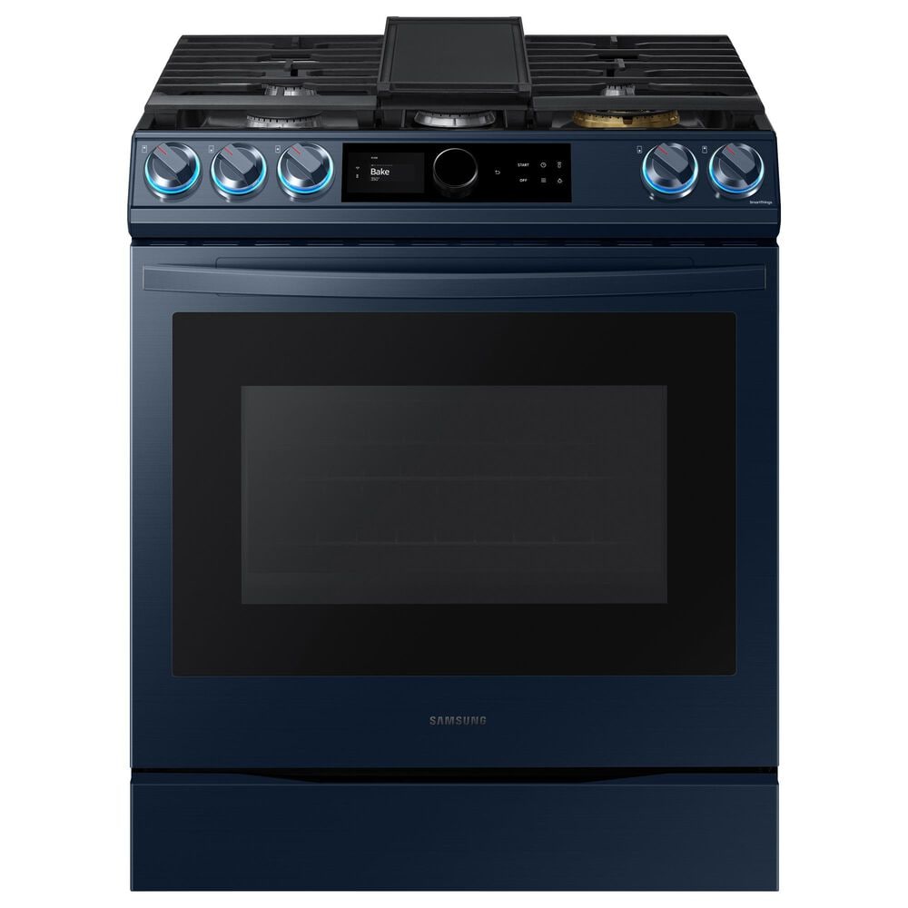 Samsung Bespoke Smart Slide-in Gas Range 6.0 cu. ft. w/ Smart Dial, Air Fry & Wi-Fi in Navy Steel, , large