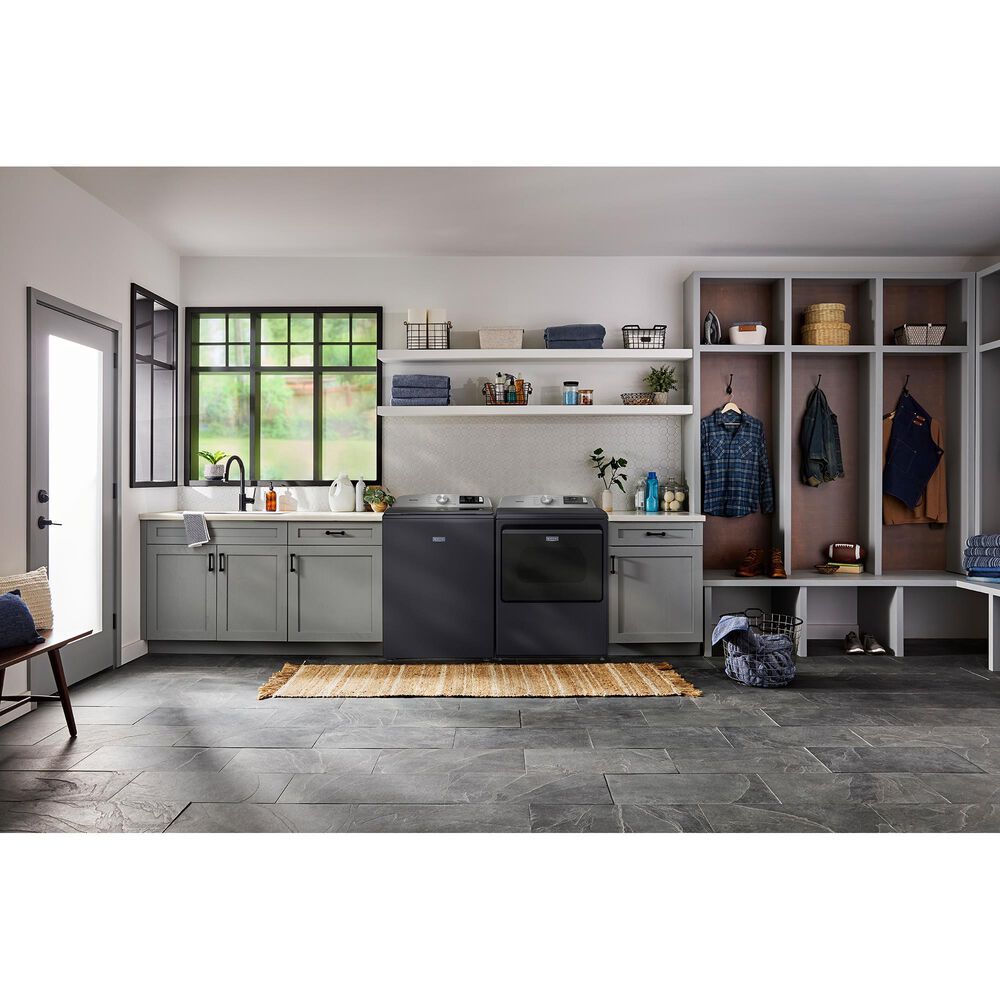 Maytag 5.3 Cu. Ft. Smart Top Load Washer and 7.4 Cu. Ft. Smart Gas Top Load Dryer Laundry Pair in Midnight Steel, , large