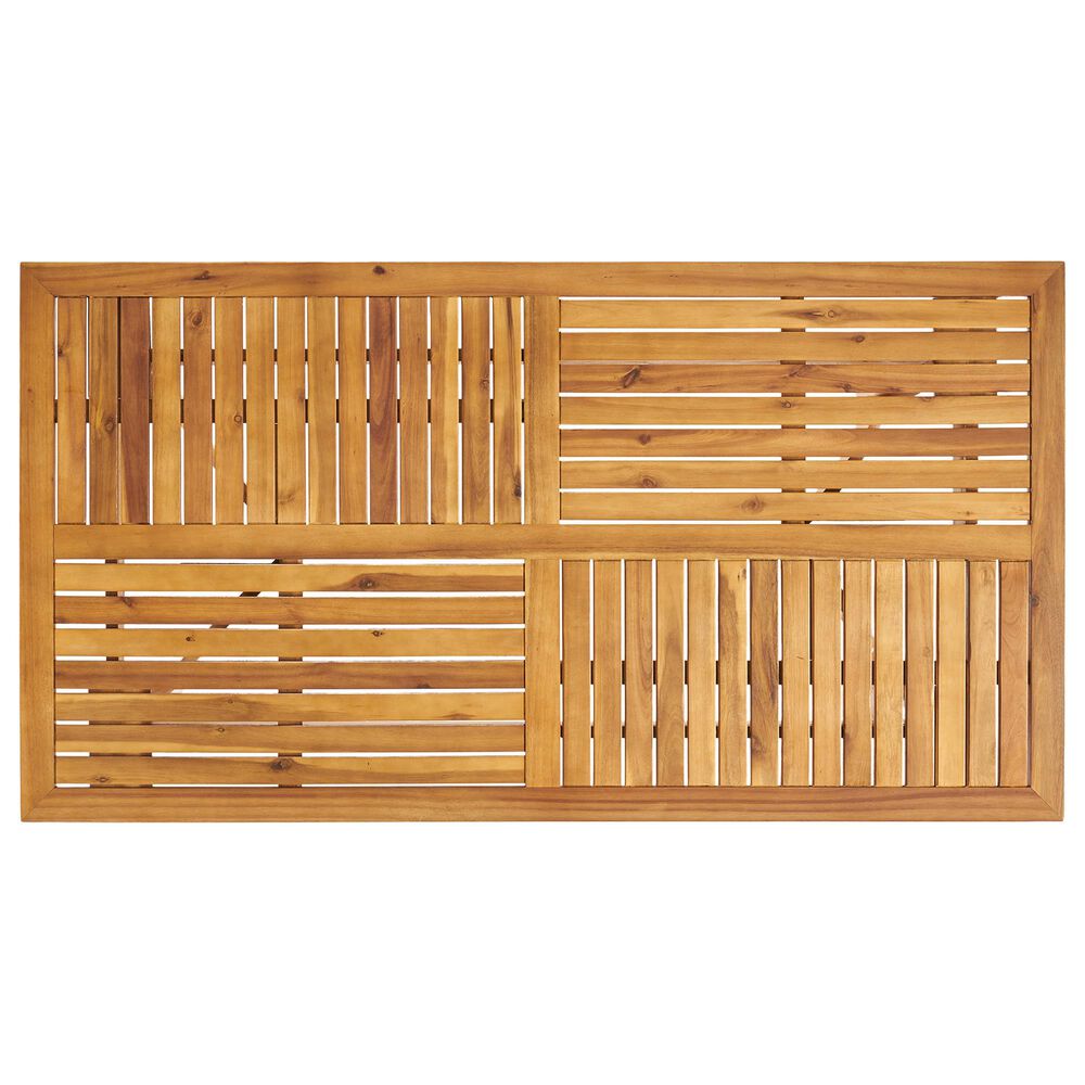 Hearth and Haven Outdoor 59 Inch Rectangular Solid Wood Table Dining Table in Teak, , large