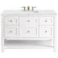 James Martin Breckenridge 48" Single Bathroom Vanity in Bright White with 3 cm Carrara White Marble Top and Rectangular Sink, , large