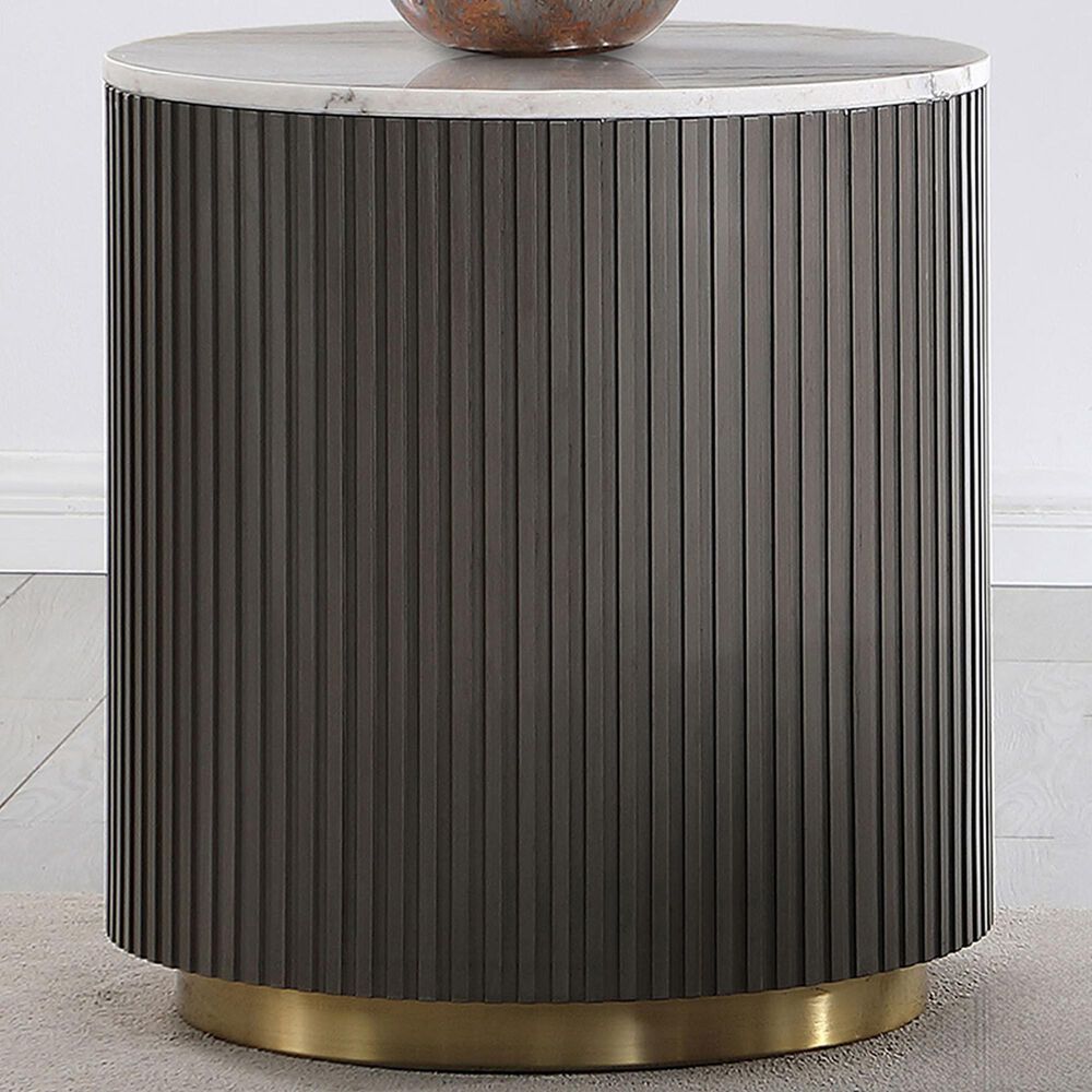 Pacific Landing Jason End Table in White, Charcoal and Brushed Gold, , large