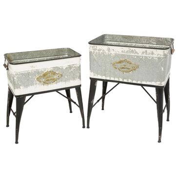 The Gerson Company Assorted Planter with Stand in Grey and Antiqued White (Set of 2), , large