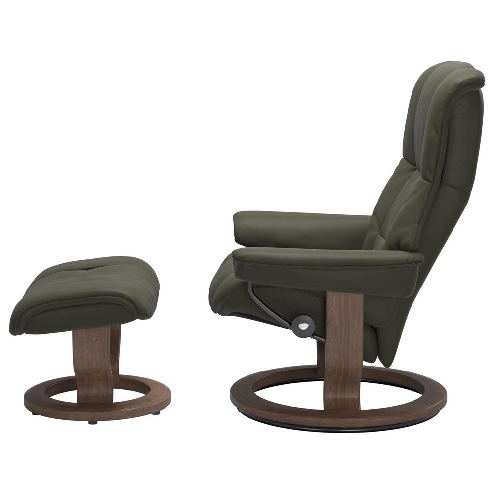 Stressless Mayfair Medium Chair and Ottoman in Paloma Dark Olive, , large