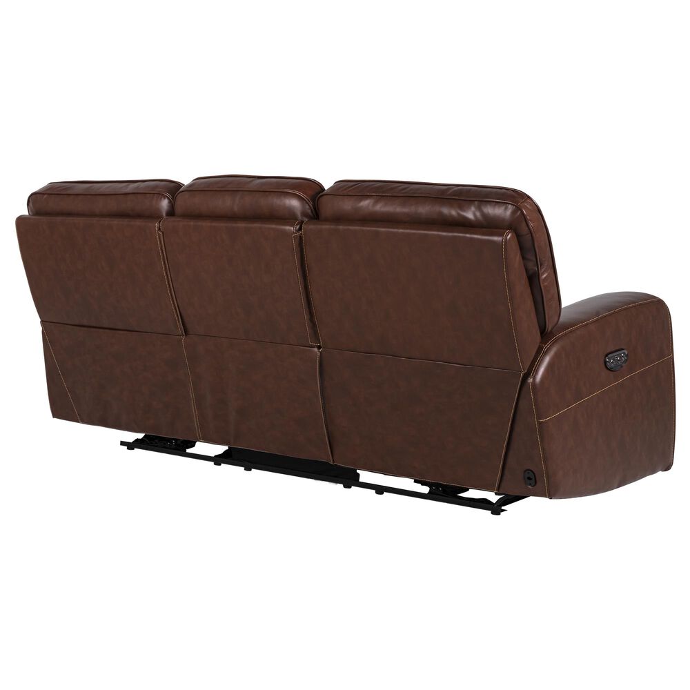 Italiano Furniture Leather Power Recliner Sofa with Power Headrest in Brown, , large