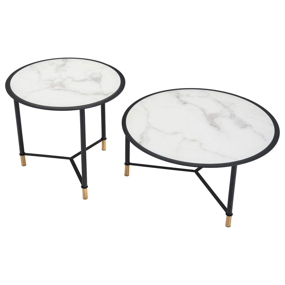 Zuo Modern Davis Coffee Table in Black, White, Black and Gold &#40;Set of 2&#41;, , large