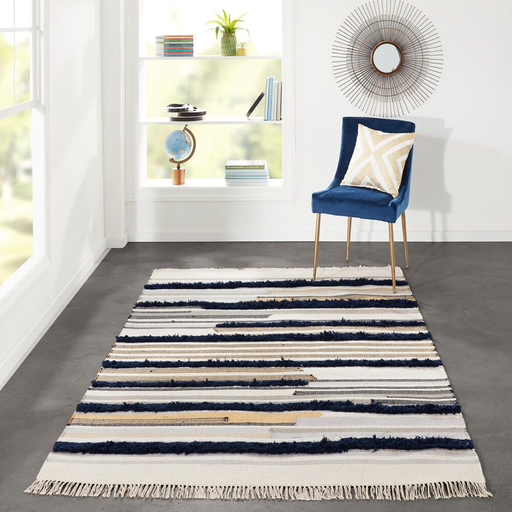 Momeni Indio IND-6 7&#39;6&quot; x 9&#39;6&quot; Navy Area Rug, , large