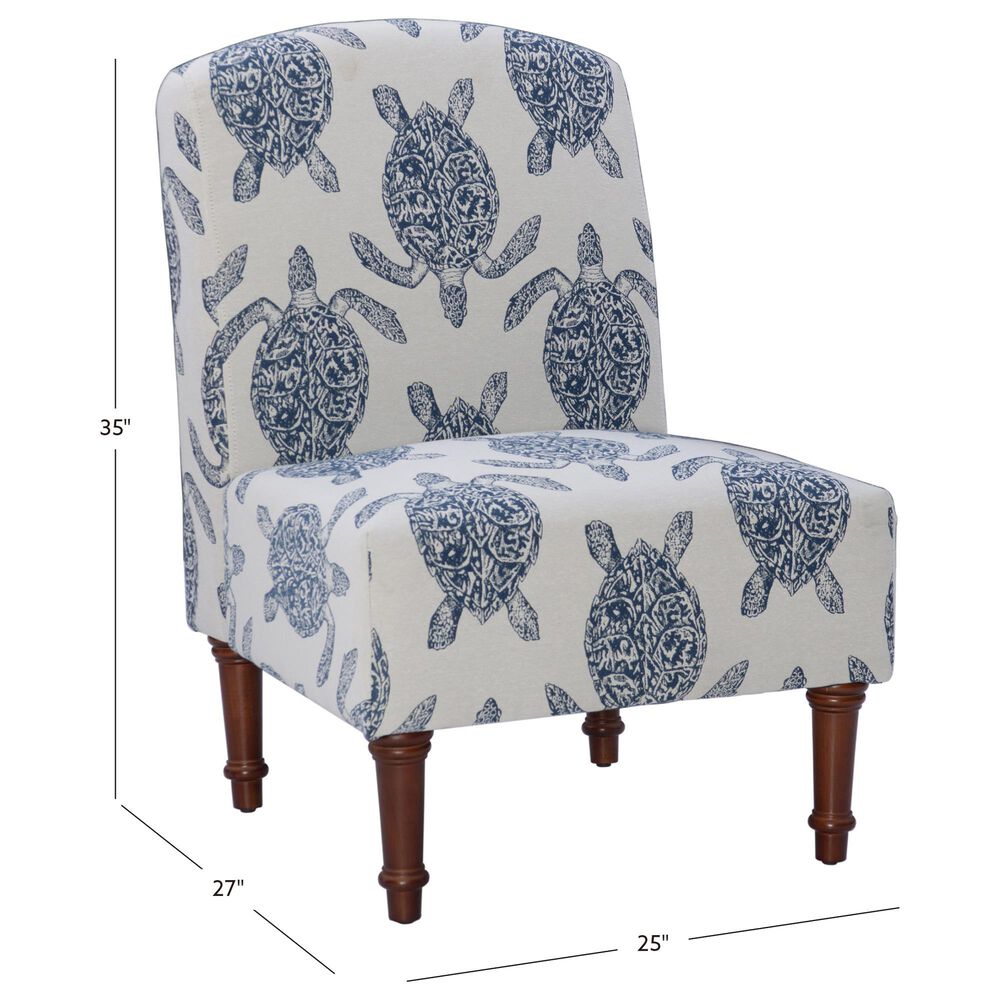 Linon Home Decor Hawksbill Accent Chair in Indigo and Cream, , large