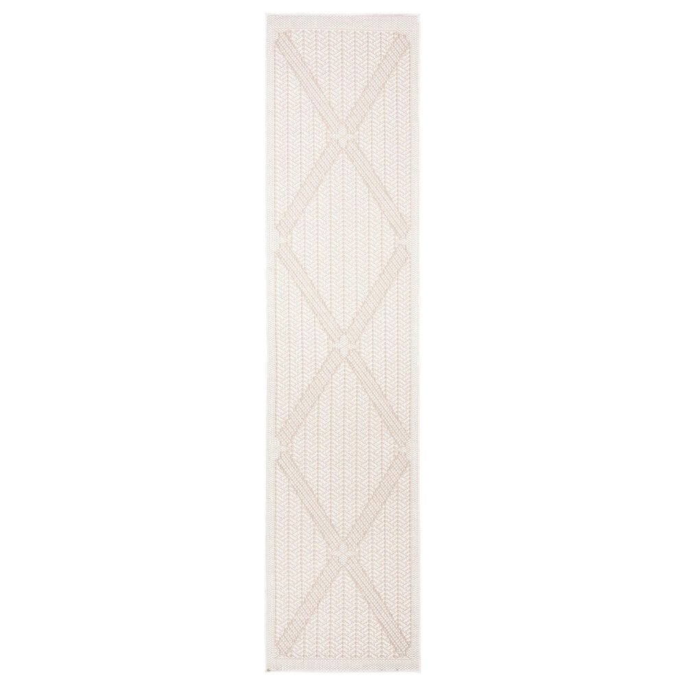 Safavieh Bermuda 2" x 8" Cream and Beige Indoor/Outdoor Area Performance Rug, , large