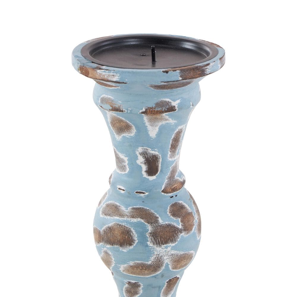 Maple and Jade Candle Holder in Light Blue Distressed and Brown &#40;Set of 3&#41;, , large
