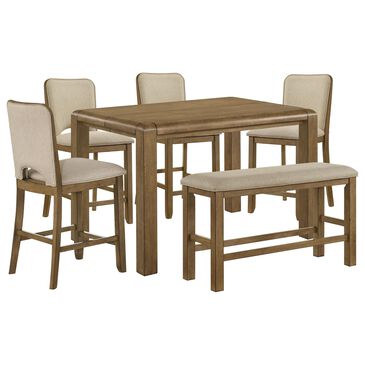 Crown Mark Cockrell 6-Piece Counter Height Dining Set in Antique Brown, , large