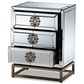 Baxton Studio Laken 3 Drawer Nightstand in Mirrored, , large