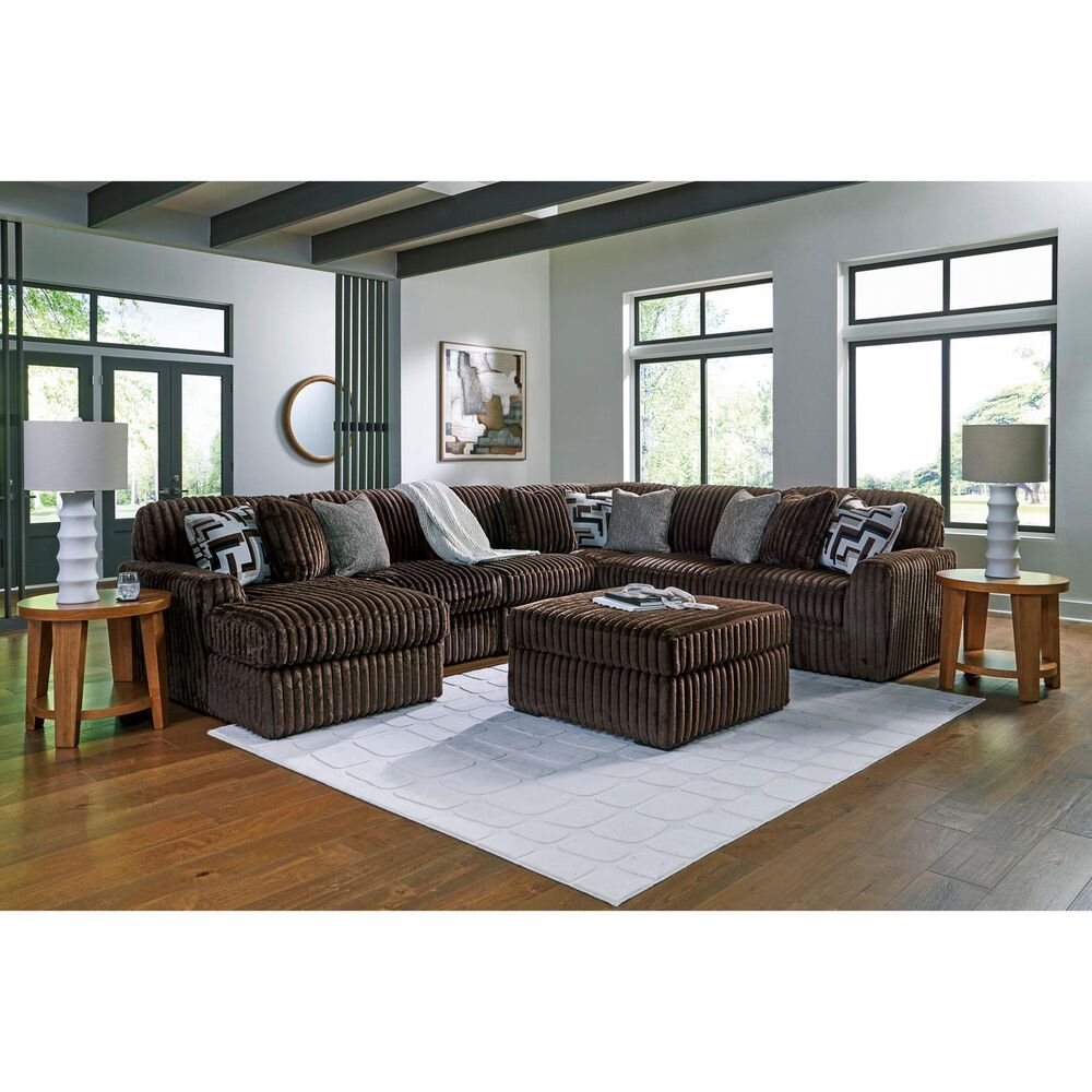 Ashley Midnight-Madness 6-Piece Left Facing Sectional with Chaise in Chocolate, , large