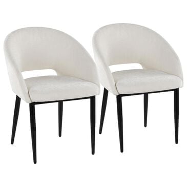 LumiSource Renee Arm Chair with Off-White Fabric Cushion in Black (Set of 2), , large