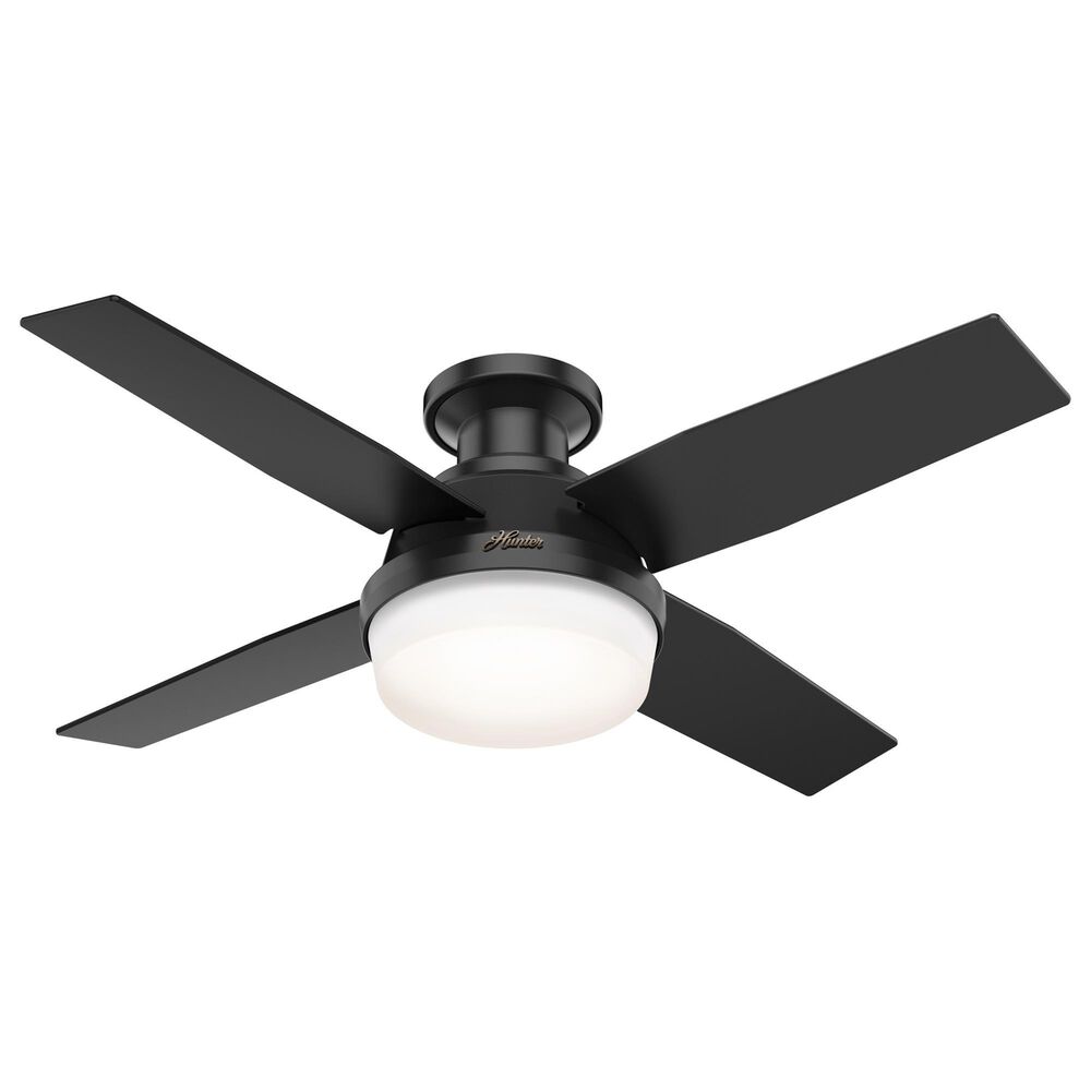 Hunter Dempsey Low Profile 44&quot; Ceiling Fan with LED Lights in Matte Black, , large