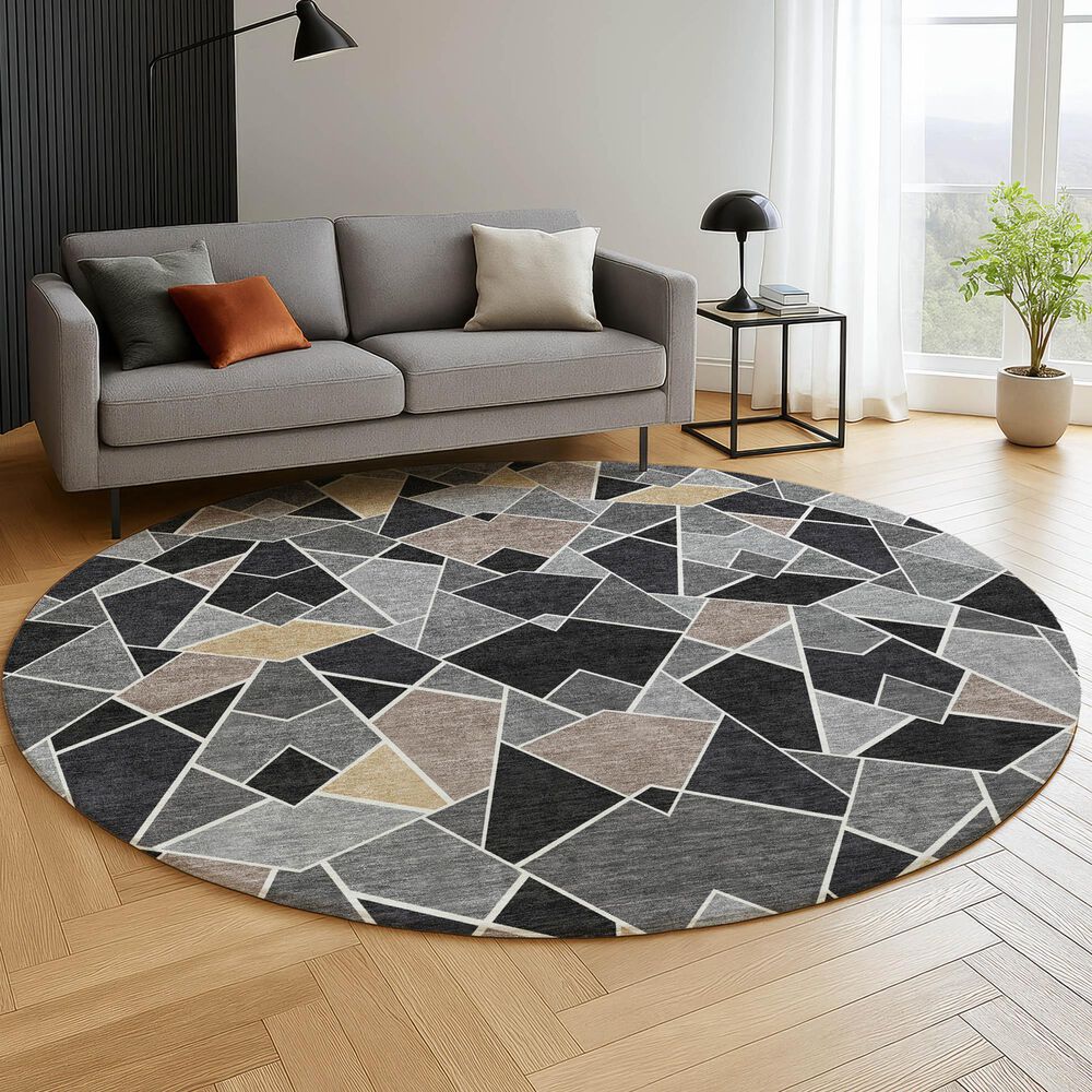 Dalyn Rug Company Kenner KN8 Black 8' Round Area Rug, , large