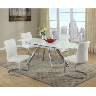 Monroe Alina 5-Piece Dining Set in Super White and Chrome, , large
