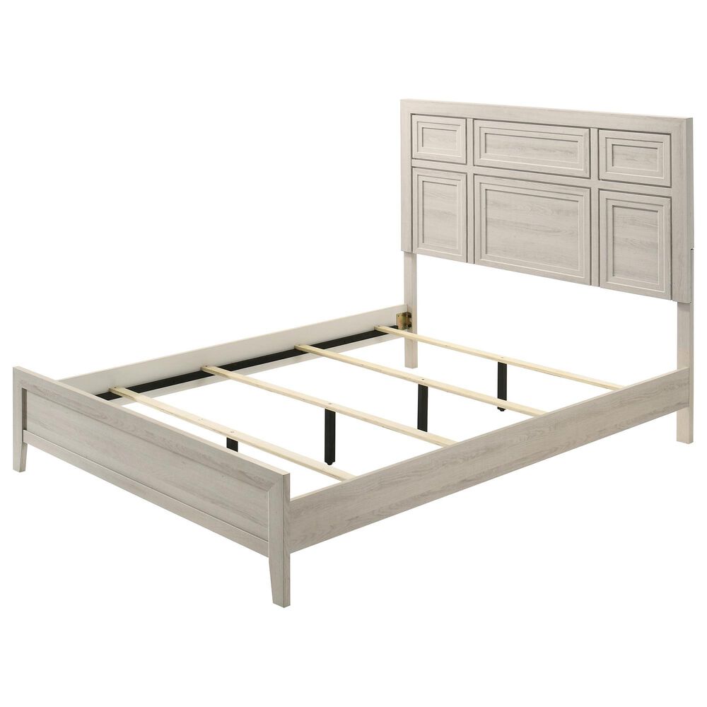 Crown Mark Lorraine King Bed with Two Nightstands in White, , large