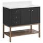 37B Isadore 36" Single Bathroom Vanity Cabinet in Tricorn Black and White Composite Stone Top and Backsplash, , large