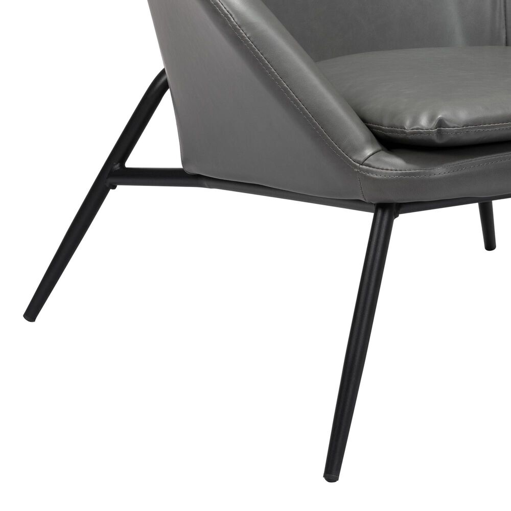 Zuo Modern Manuel Accent Chair in Gray Faux Leather, , large