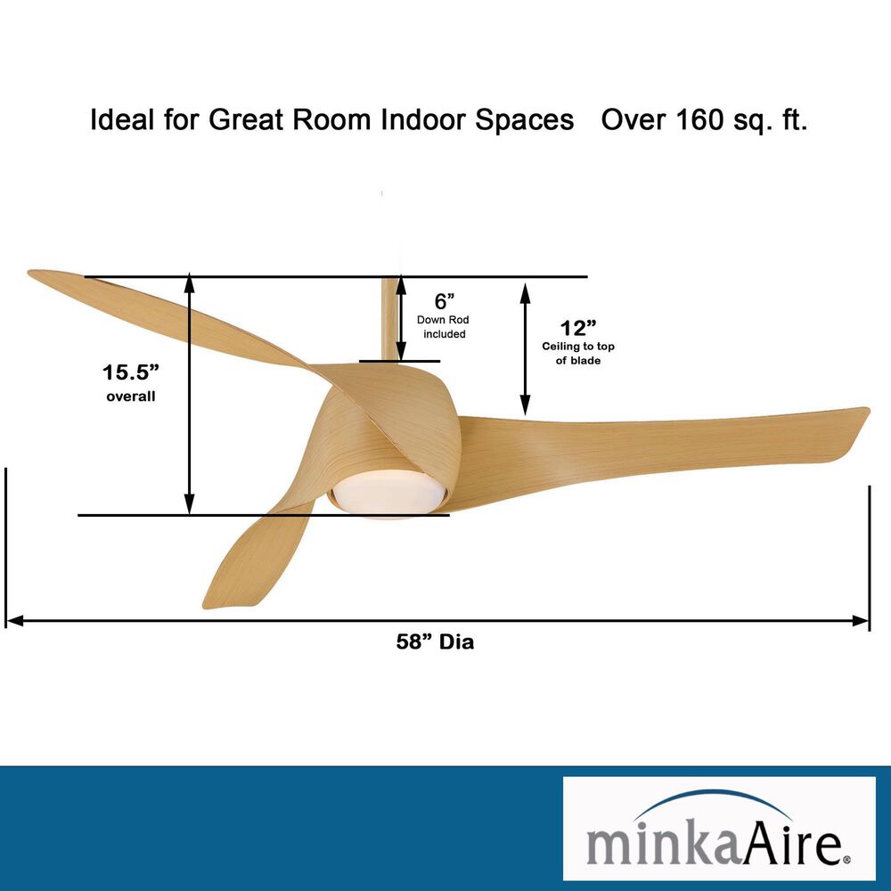 Minka-Aire Artemis 58" Smart Celling Fan with LED Light in Maple, , large