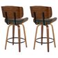 LumiSource Lombardi 26" Swivel Counter Stool with Grey Faux Leather Upholstery in Walnut and Black (Set of 2), , large