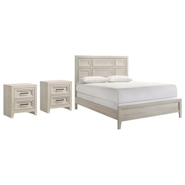 Crown Mark Lorraine Queen Bed with Two Nightstands in White, , large